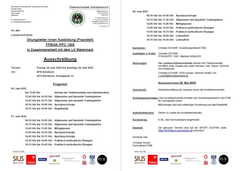 Übungsleiterausbildung FFWGK & PPC1500